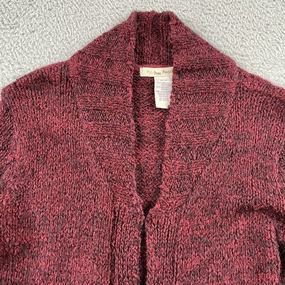 Free People Long Cardigan Sweater Womens Medium Red Mohair Blend - Picture 7 of 7